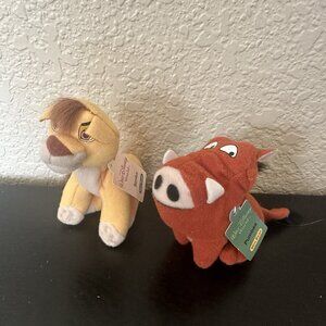 Vtg Walt Disney World Simba Pumbaa Mini Bean Bag Plush Kellogg’s Cereal Prize